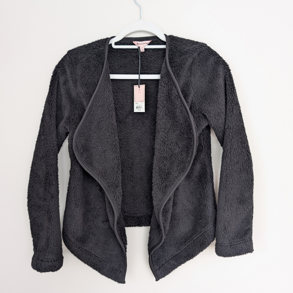 Juicy Couture XS Cozy Black Sherpa Cardigan